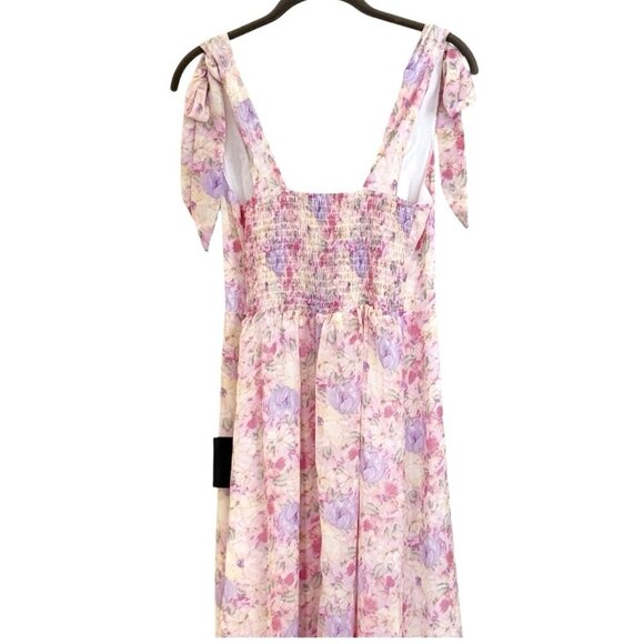 Lulu’s Women's Smocked Tie Straps Midi Dress Coastal Cowgirl Boho Floral Size M - Picture 5 of 9